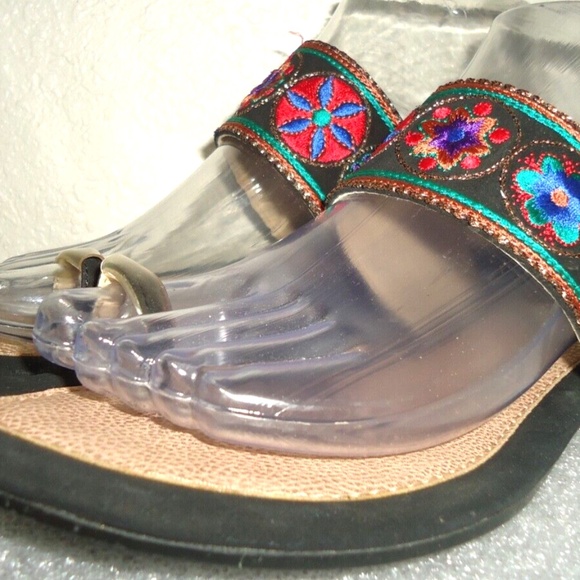 STYLO 13665 Women's Thong Embroidery Flat Sandals Size-8/38 #J - Picture 7 of 11